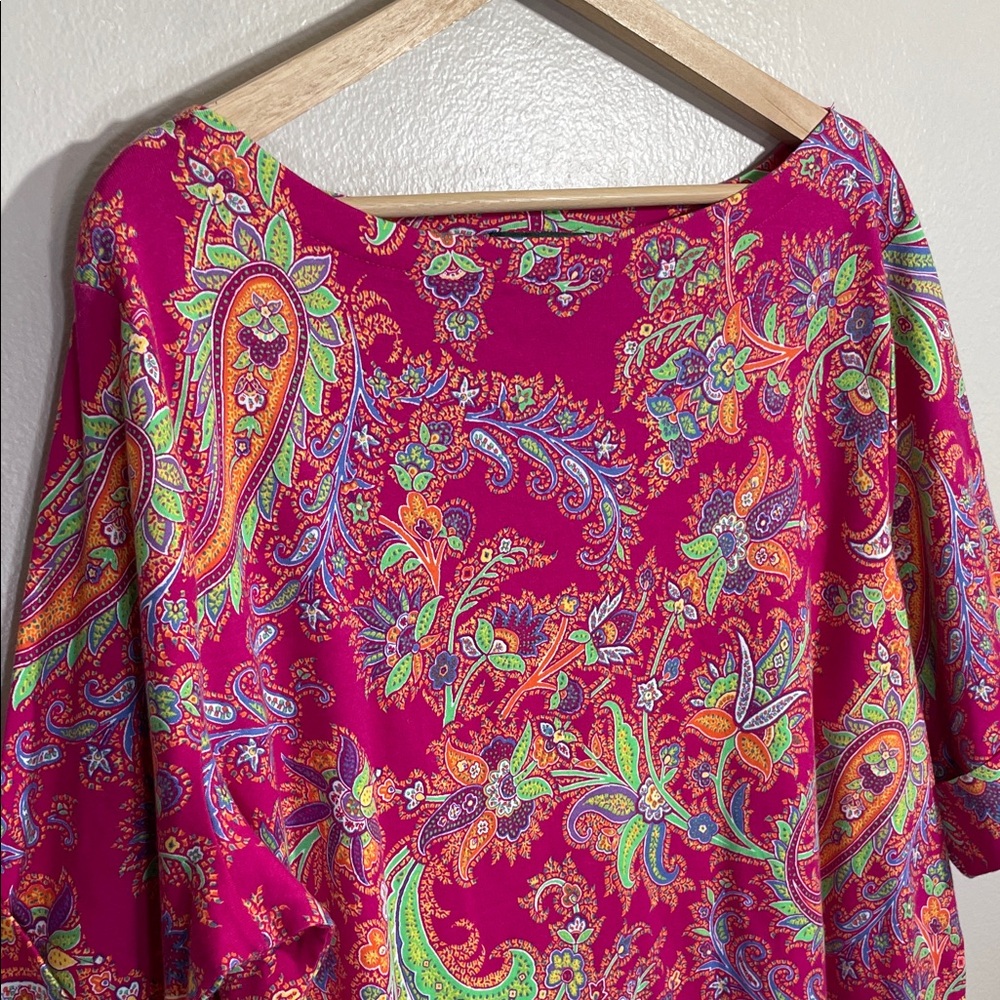 Like New Lauren Ralph Lauren Pink Paisley Top - Picture 3 of 5